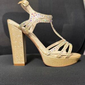 Benjamin Walk Gold and Silver Strappy Heels